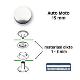 Drukknopen set | 15 mm | Auto Moto | zilver | 10 stuks Drukknopen KIN - 15 - AUTO - MOTO - ZILVER 8590265102134